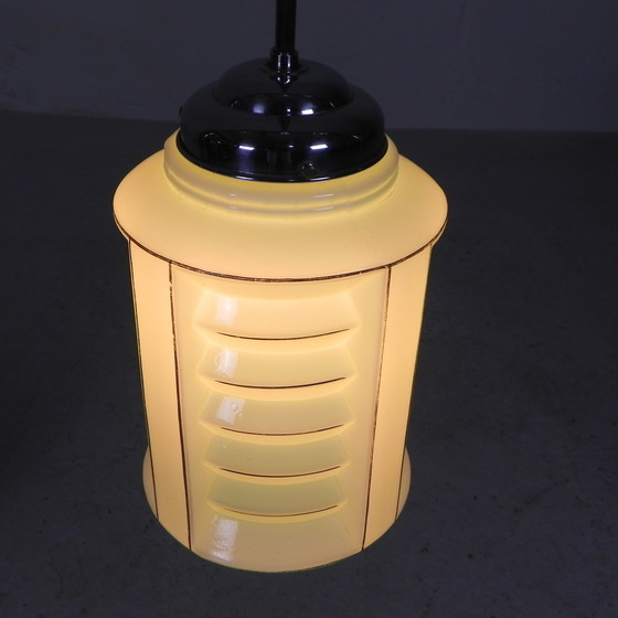 Image 1 of Art Deco pendant lamp with glass lantern shade, 1930s