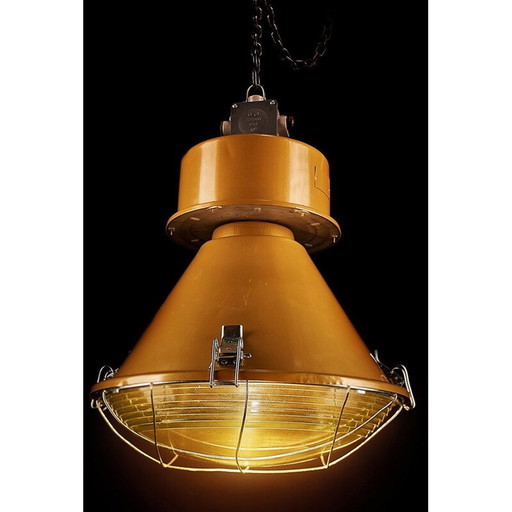 Vintage industrial ORP-250 E hanging lamp in glass and steel