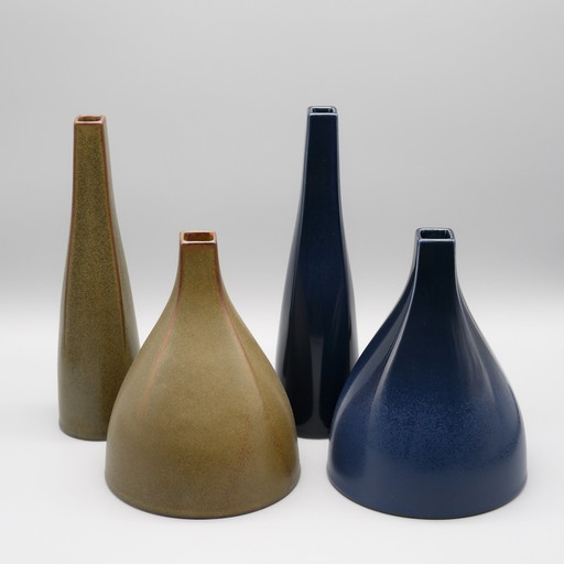 Rosenthal Jeroen Bechtold 4× Vase Set West German Pottery Studio Ceramic Quadratur