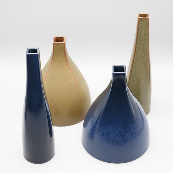 Image 1 of Rosenthal Jeroen Bechtold 4× Vase Set West German Pottery Studio Ceramic Quadratur