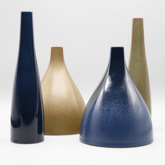Image 1 of Rosenthal Jeroen Bechtold 4× Vase Set West German Pottery Studio Ceramic Quadratur