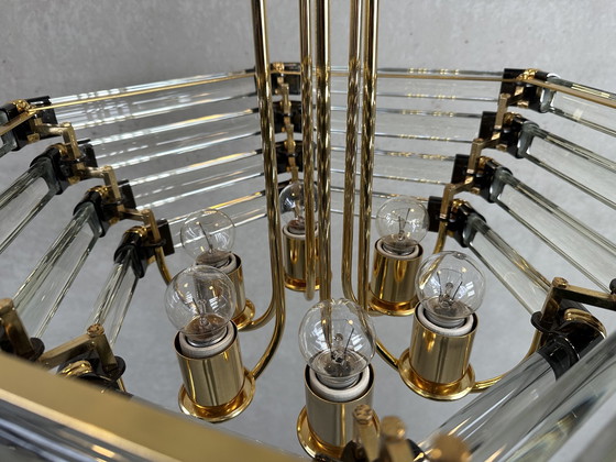 Image 1 of Lustre hexagonal noir/doré vintage Bakalowits & Sohne