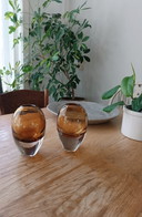 2 X Mondgeblazen Glas Vazen, Coñac