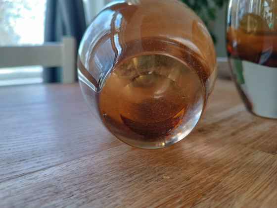 Image 1 of 2 X Mondgeblazen Glas Vazen, Cognac