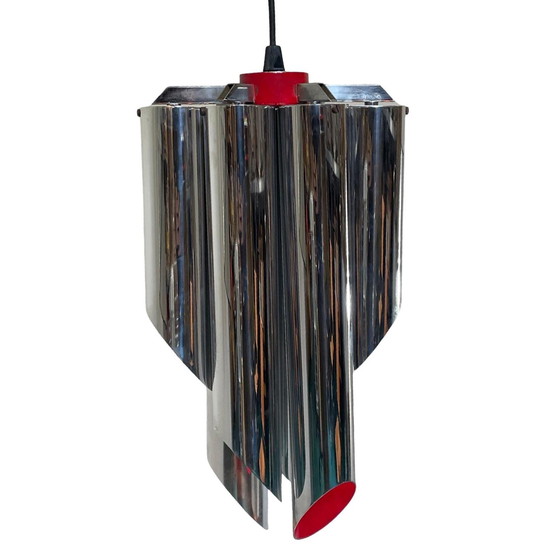 Image 1 of Space Age Design / Pop Art - Chromed And Red Inside - Hanging Pendant - Polished Tubes