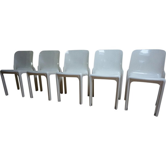Image 1 of Set of 5 vintage Selene dining chairs by Vico Magistretti for Artemide, Italy 1967