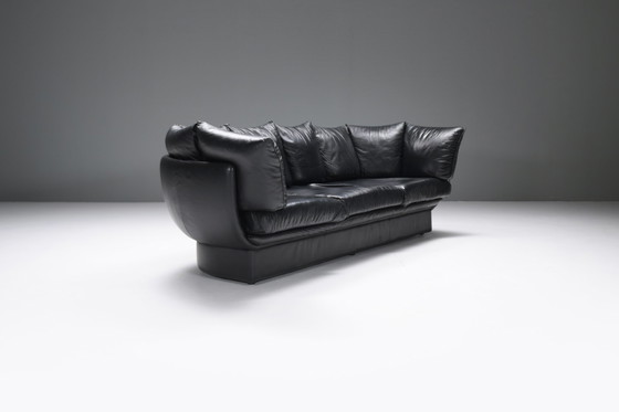 Image 1 of Stunning Champagne sofa in its original black leather by LEV & LEV Italy