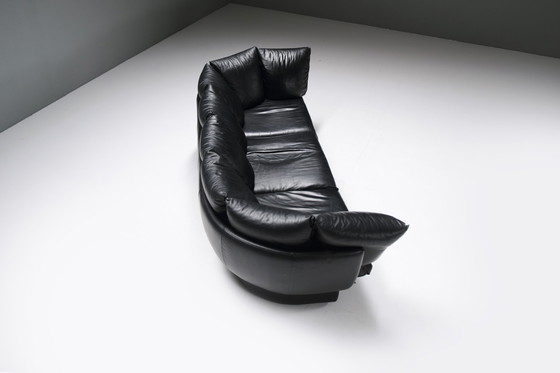 Image 1 of Stunning Champagne sofa in its original black leather by LEV & LEV Italy