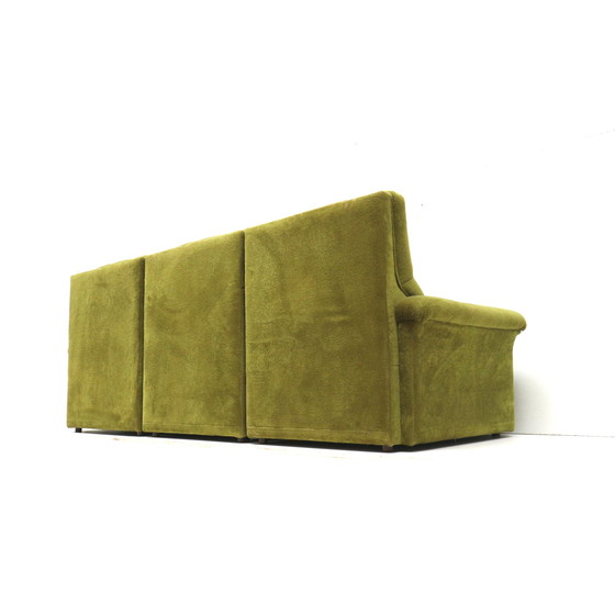 Image 1 of Green velvet vintage element sofa made in the 1970s