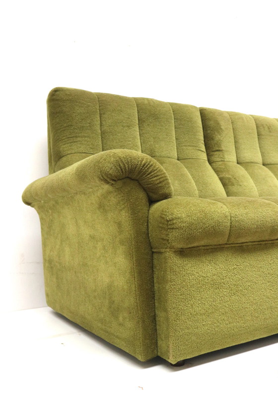 Image 1 of Green velvet vintage element sofa made in the 1970s
