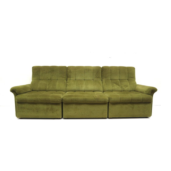 Image 1 of Green velvet vintage element sofa made in the 1970s