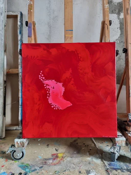 Frances Eckhardt Peinture abstraite rouge