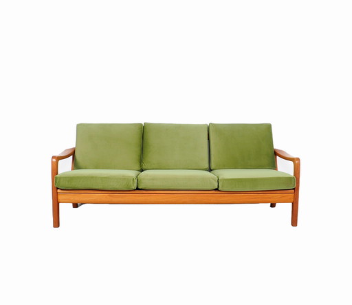 Juul Kristensen teak daybed green velvet, 1960s