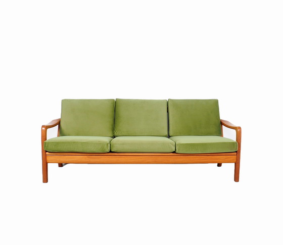 Image 1 of Juul Kristensen teak daybed green velvet, 1960s