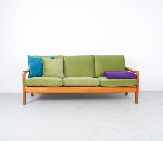 Image 1 of Juul Kristensen teak daybed green velvet, 1960s