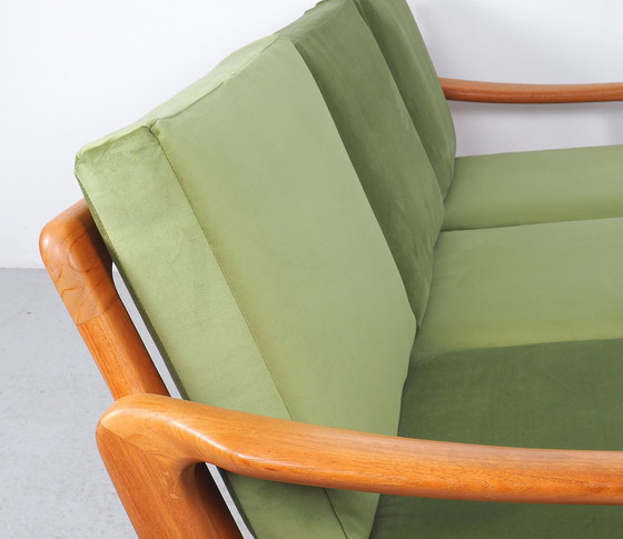 Image 1 of Juul Kristensen teak daybed green velvet, 1960s