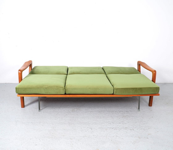 Image 1 of Juul Kristensen teak daybed green velvet, 1960s