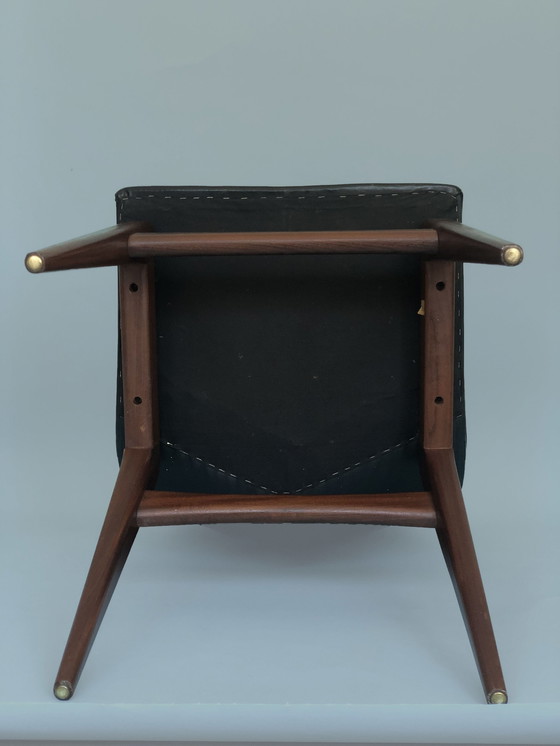 Image 1 of 2 chaises de salle à manger en teck, cuir Skai, G.J. van Os