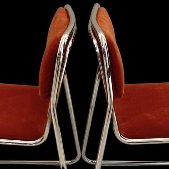 Image 1 of 2x Vintage Tubular Frame Chairs, set