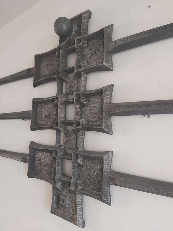 Image 1 of Brutalist wall sculpture metal