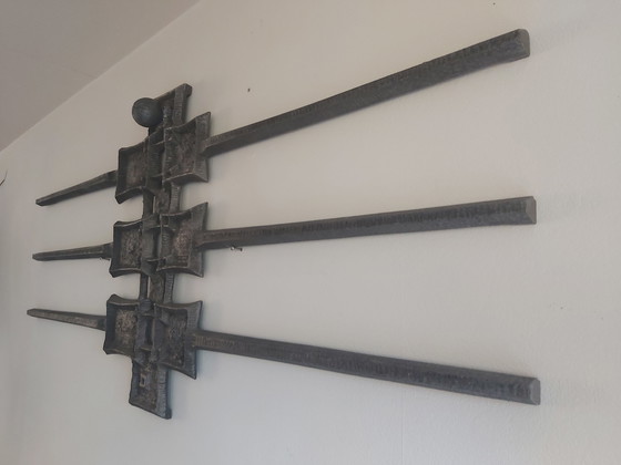 Image 1 of Brutalist wall sculpture metal