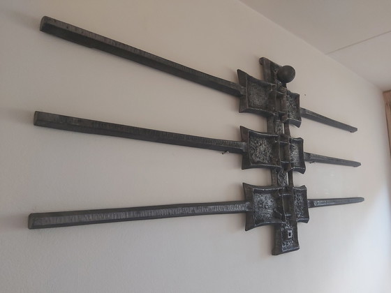 Image 1 of Brutalist wall sculpture metal