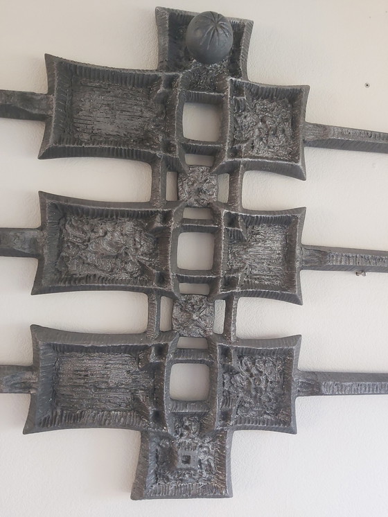 Image 1 of Brutalist wall sculpture metal