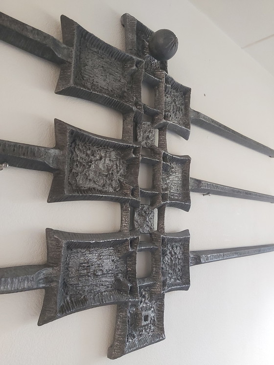 Image 1 of Brutalist wall sculpture metal