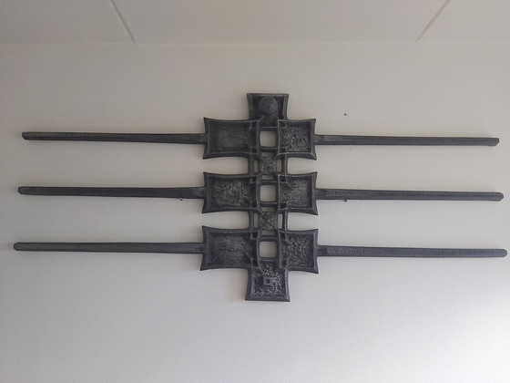 Image 1 of Brutalist wall sculpture metal