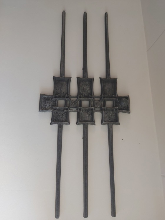 Image 1 of Brutalist wall sculpture metal