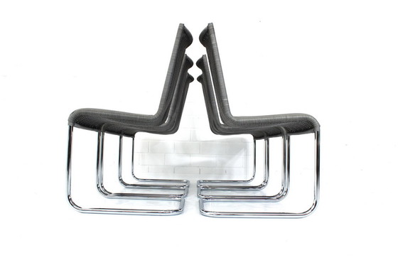 Image 1 of 6x Tecta B25 / WK724 chaise en porte-à-faux, chaise à piétement luge en chrome avec assise rembourrée en cuir