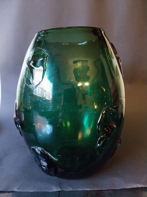 Image 1 of Vase italien en verre vert Mid Century