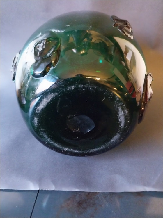 Image 1 of Vase italien en verre vert Mid Century