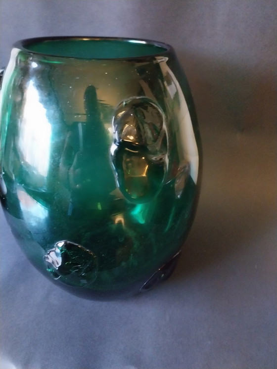 Image 1 of Vase italien en verre vert Mid Century