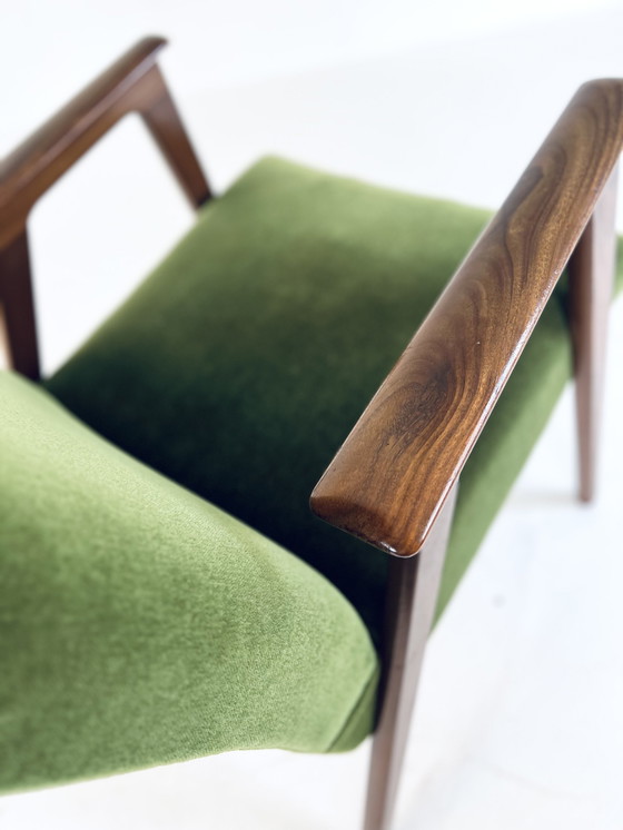 Image 1 of Teak & velvet armchair