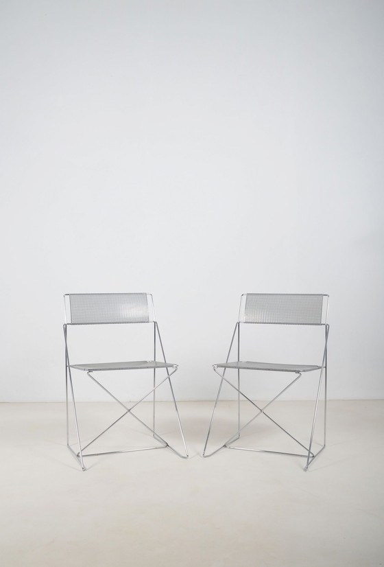 Image 1 of Set of X-Line Chairs Designed By Niels Jørgen Haugesen For Hybodan, '70