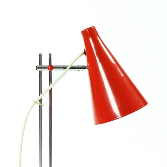 Image 1 of Vintage red lacquered metal table lamp by Josef Hurka for Lidokov, Czechoslovakia 1960