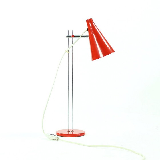 Image 1 of Vintage red lacquered metal table lamp by Josef Hurka for Lidokov, Czechoslovakia 1960