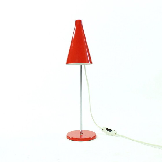 Image 1 of Vintage red lacquered metal table lamp by Josef Hurka for Lidokov, Czechoslovakia 1960