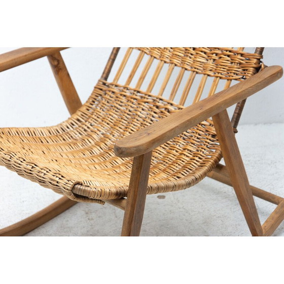 Image 1 of Mid century wicker rocking chair, Czechoslovakia 1960s