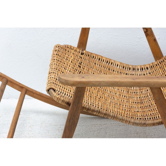 Image 1 of Mid century wicker rocking chair, Czechoslovakia 1960s