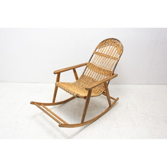 Image 1 of Mid century wicker rocking chair, Czechoslovakia 1960s