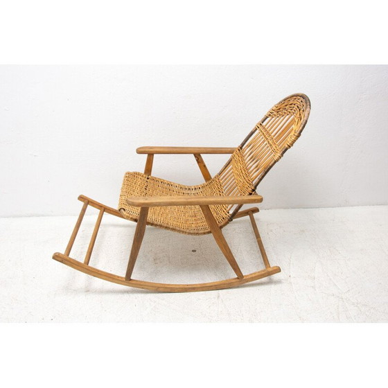 Image 1 of Mid century wicker rocking chair, Czechoslovakia 1960s