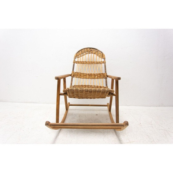 Image 1 of Mid century wicker rocking chair, Czechoslovakia 1960s