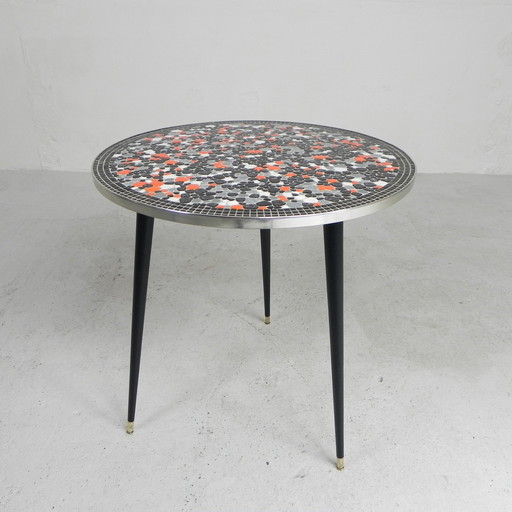 Round Tile Table With Mosaic, Dining Table, Kitchen Table, 1950s