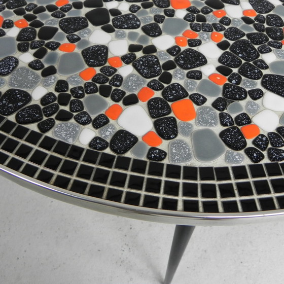 Image 1 of Round Tile Table With Mosaic, Dining Table, Kitchen Table, 1950s