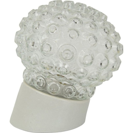 Vintage glass and ceramic wall lamp, Czechoslovakia 1960