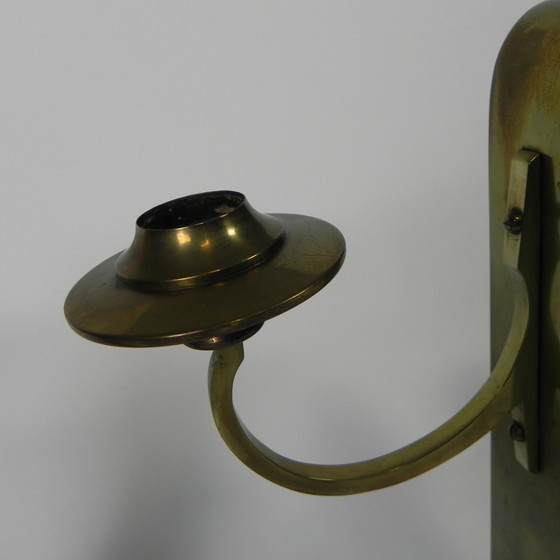 Image 1 of Set Of 2 Brass Art Nouveau Candlesticks, Around 1910