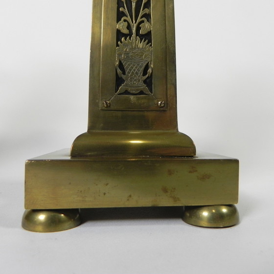 Image 1 of Set Of 2 Brass Art Nouveau Candlesticks, Around 1910