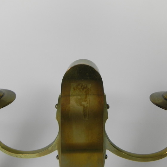 Image 1 of Set Of 2 Brass Art Nouveau Candlesticks, Around 1910